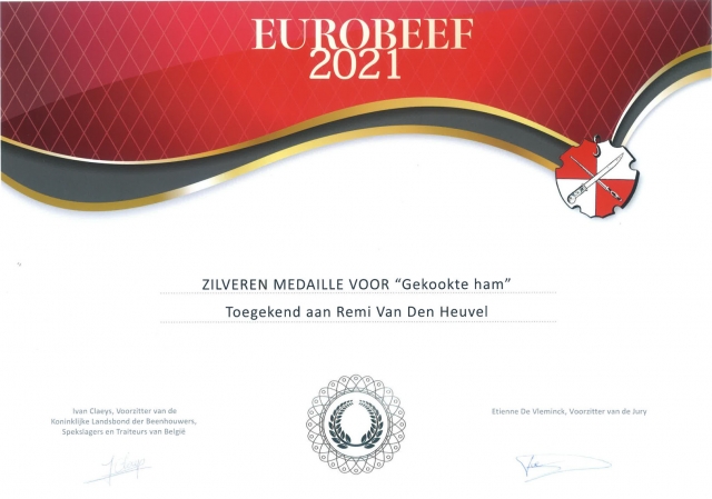 Zilveren Medaille voor Gekookte Ham Remi Van Den Heuvel